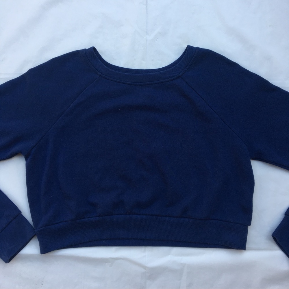 F21 Blue Crop Top Long Sleeve